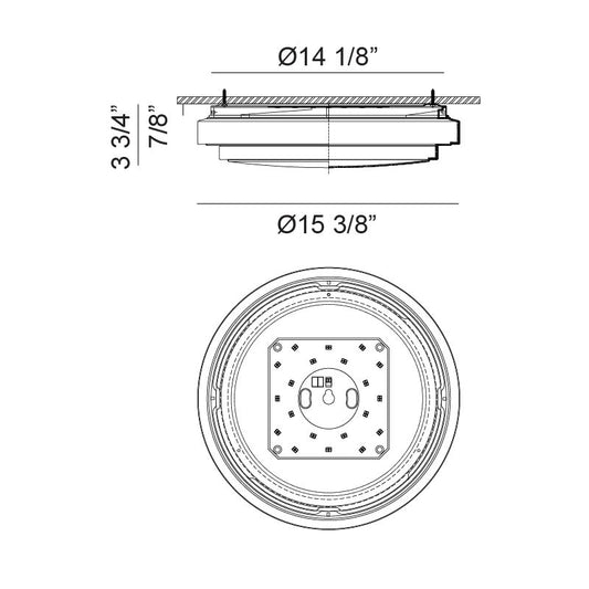 Matteo Lighting Helix 15" LED Flush Mount – line drawing with dimensions