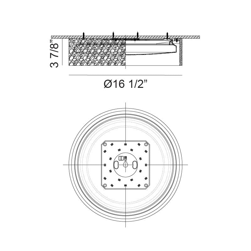 Matteo Lighting Lucias 17" LED Flush Mount – line drawing with dimensions