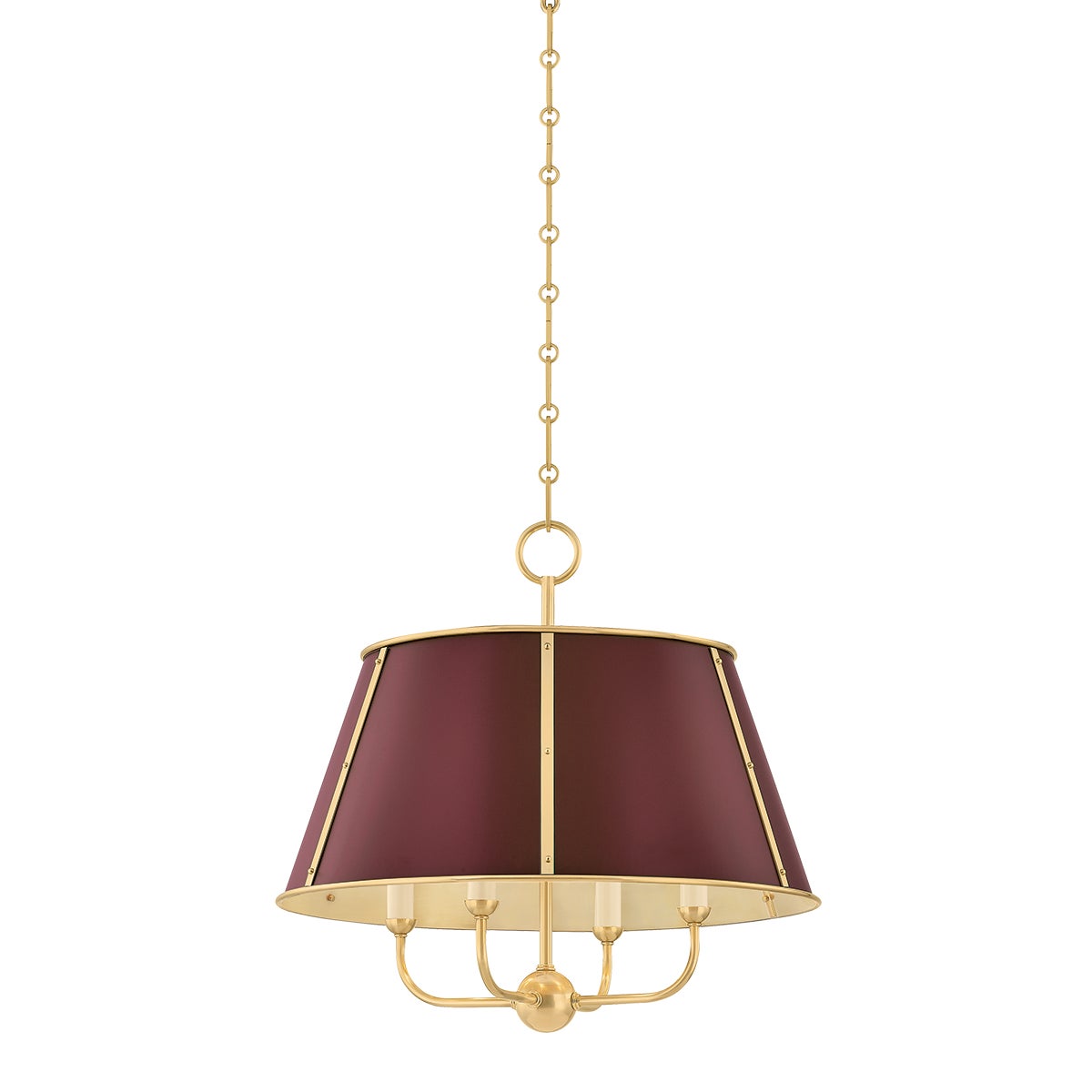 Hudson Valley Cambridge Chandelier Aged Brass, Soft Crimson