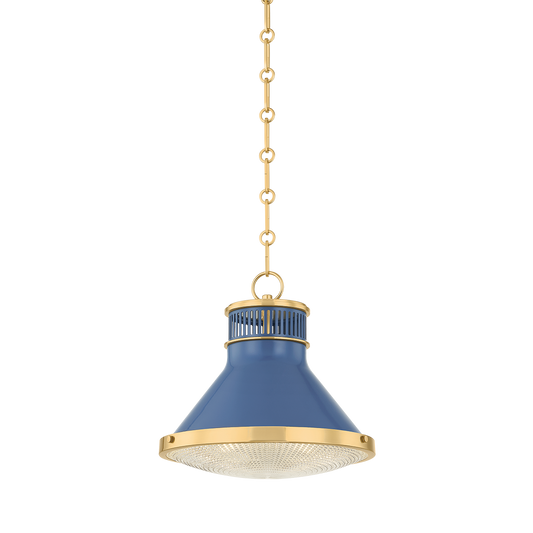 Hudson Valley Highclere 12.75" Pendant Aged Brass / Soft French Blue