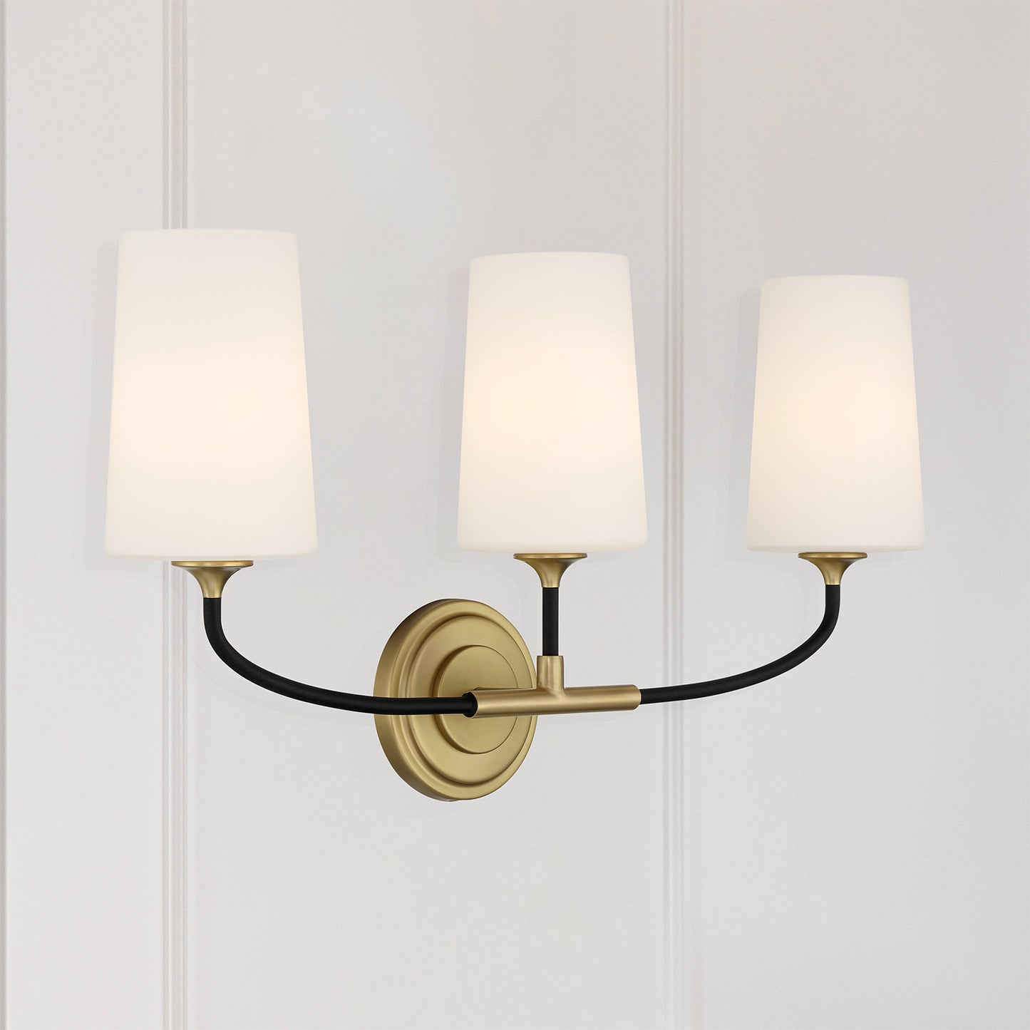Niles 3 Light Black Forged + Modern Gold Bathroom Vanity