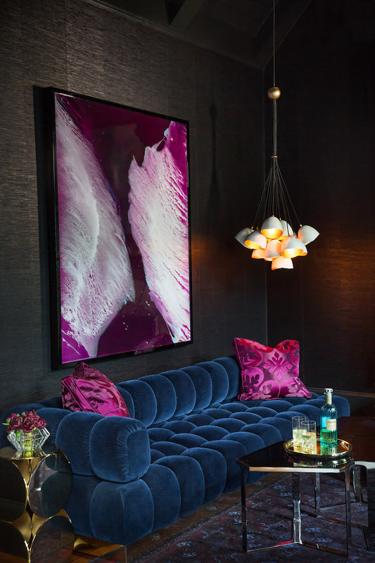 Hinkley Nula Chandelier Shell Black, Gold Leaf