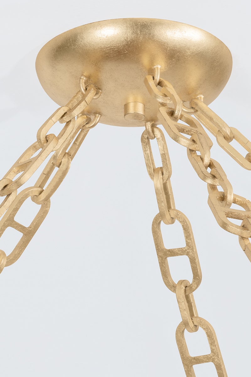 Corbett Riviere Chandelier Vintage Gold Leaf Detail 3