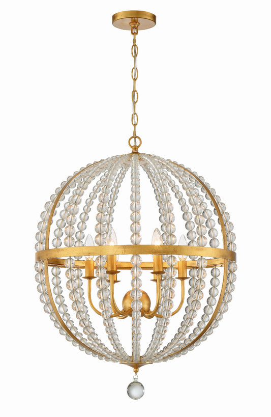 Roxy 6 Light Antique Gold Chandelier