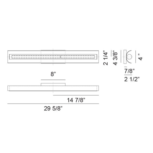 Matteo Lighting Norvan 30" LED Bath Vanity Light – line drawing with dimensions
