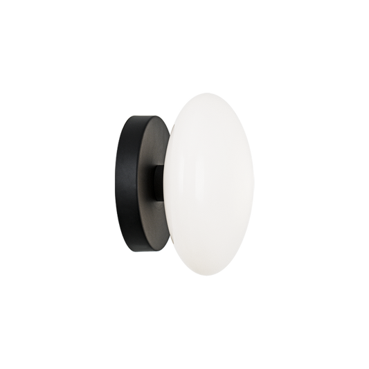 Matteo Lighting Pearlesque 1-Light Wall Sconce in Matte Black with Opal Glass, 6.38"W (S05101MBOP)