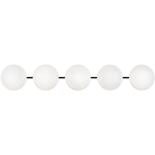 Matteo Lighting Pearlesque 5-Light Wall Sconce in Matte Black with Opal Glass, 37.88"W (S05105MBOP)
