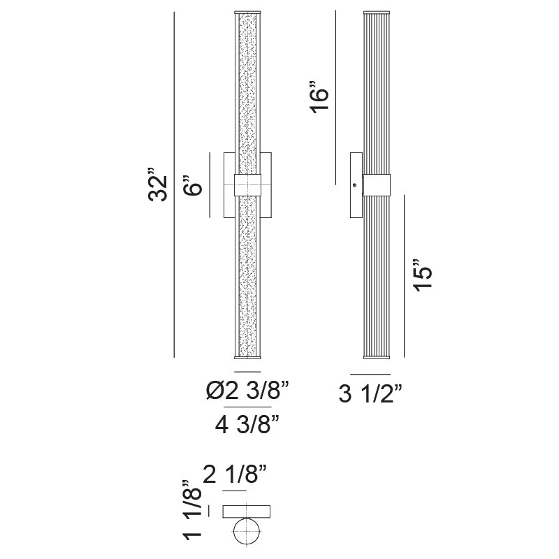 Matteo Lighting Macie 32" LED Bath Vanity Light – line drawing with dimensions