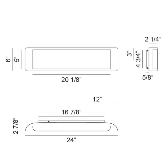 Matteo Lighting Kumilo 24" LED Bath Vanity Light – line drawing with dimensions