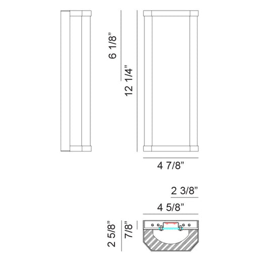 Matteo Lighting Aislynn 12" LED Bath Vanity Light – line drawing with dimensions