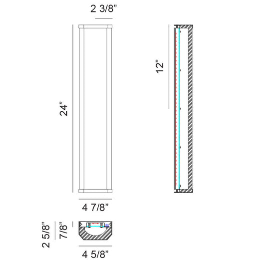 Matteo Lighting Aislynn 24" LED Bath Vanity Light – line drawing with dimensions