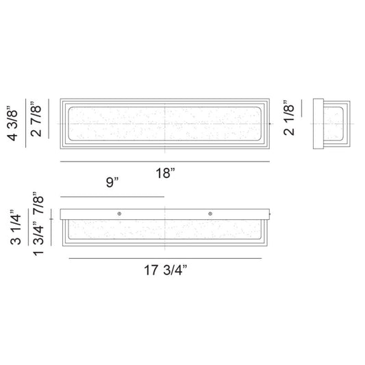 Matteo Lighting Thornstone 18" LED Bath Vanity Light – line drawing with dimensions