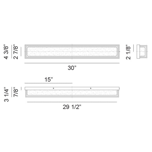 Matteo Lighting Thornstone 30" LED Bath Vanity Light – line drawing with dimensions