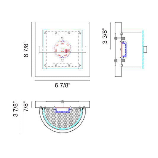 Matteo Lighting Brampton 7" LED Wall Sconce – line drawing with dimensions