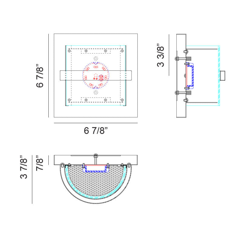 Matteo Lighting Brampton 7" LED Wall Sconce – line drawing with dimensions