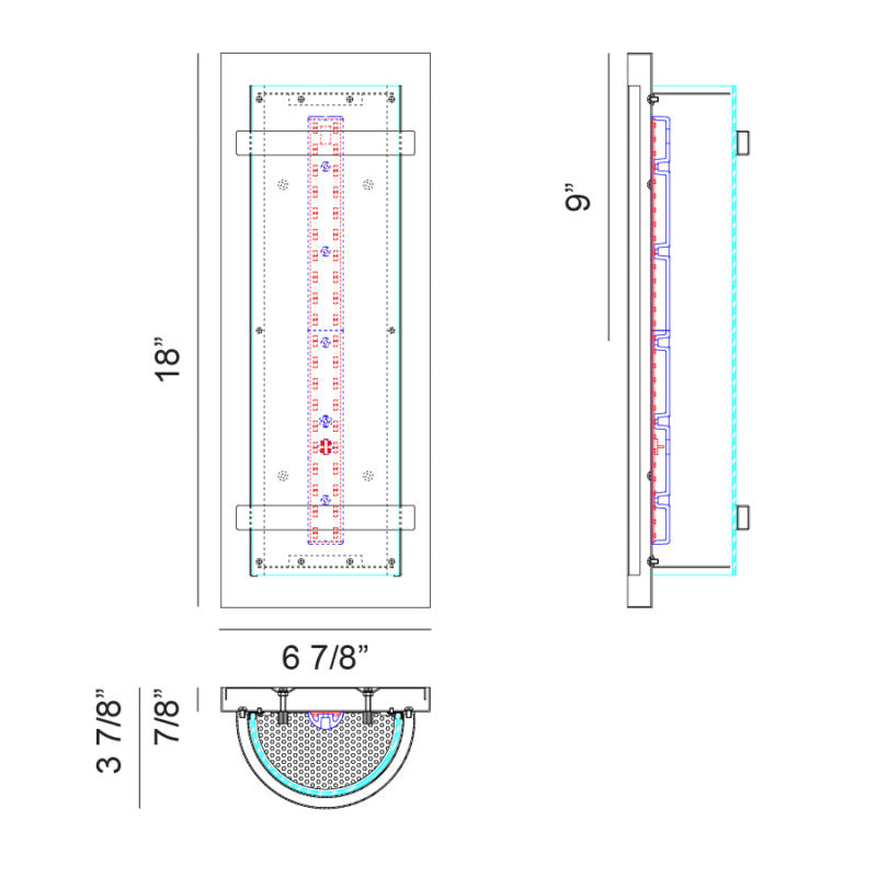 Matteo Lighting Brampton 18" LED Wall Sconce – line drawing with dimensions