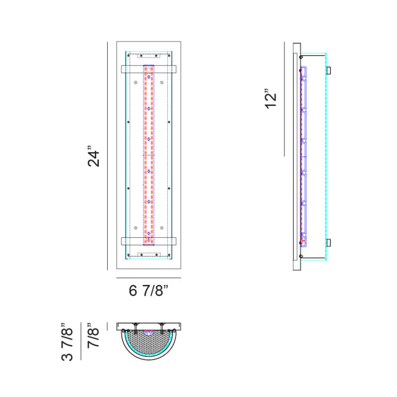 Matteo Lighting Brampton 24" LED Wall Sconce – line drawing with dimensions