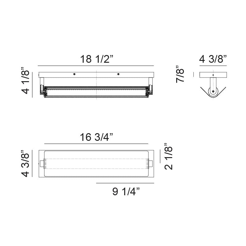 Matteo Lighting Finneas 19" LED Bath Vanity Light – line drawing with dimensions