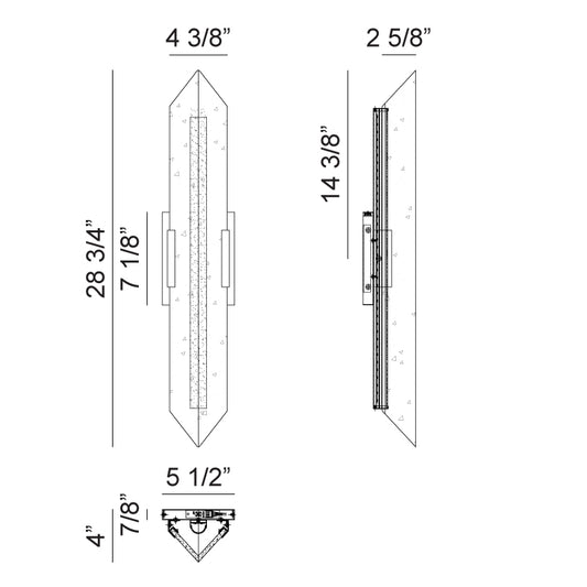 Matteo Lighting Rigio 30" LED Bath Vanity Light – line drawing with dimensions