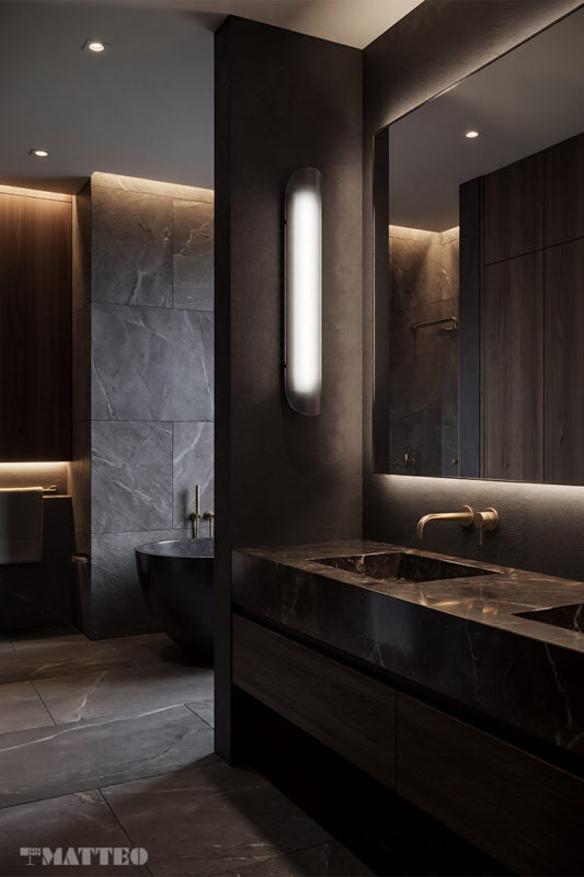Matteo Lighting Saber 30" LED Bath Vanity Light in Matte Black + Smoke Frosted Glass (S19130MBSM) – alternate view