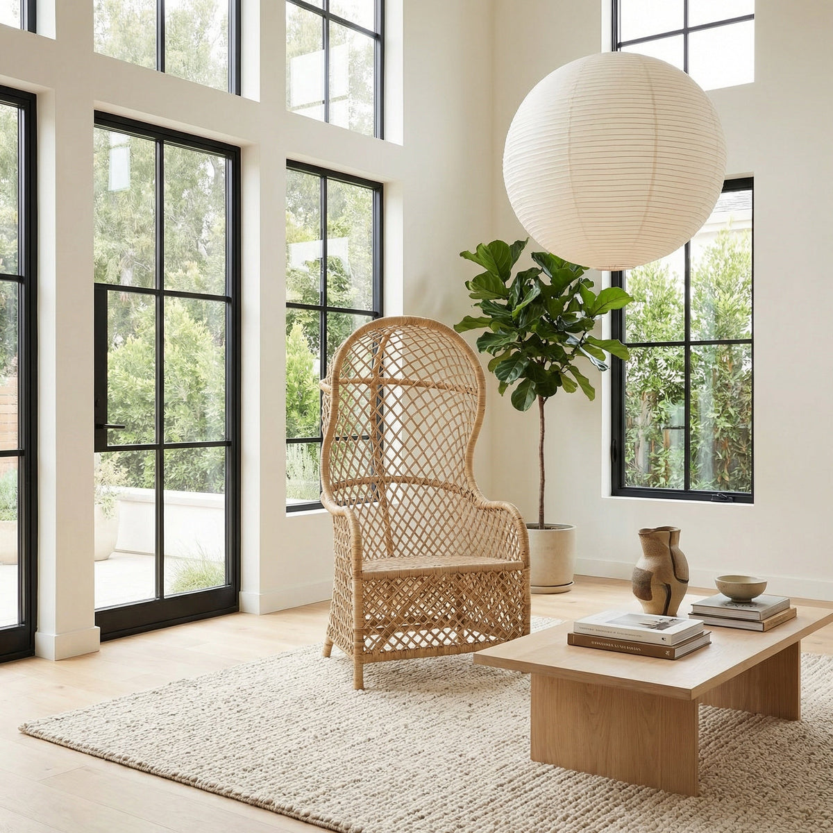 Noir Gigi Accent Chair Natural styled in an interior setting