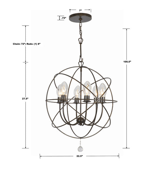 Solaris Outdoor 6 Light Bronze Sphere Chandelier