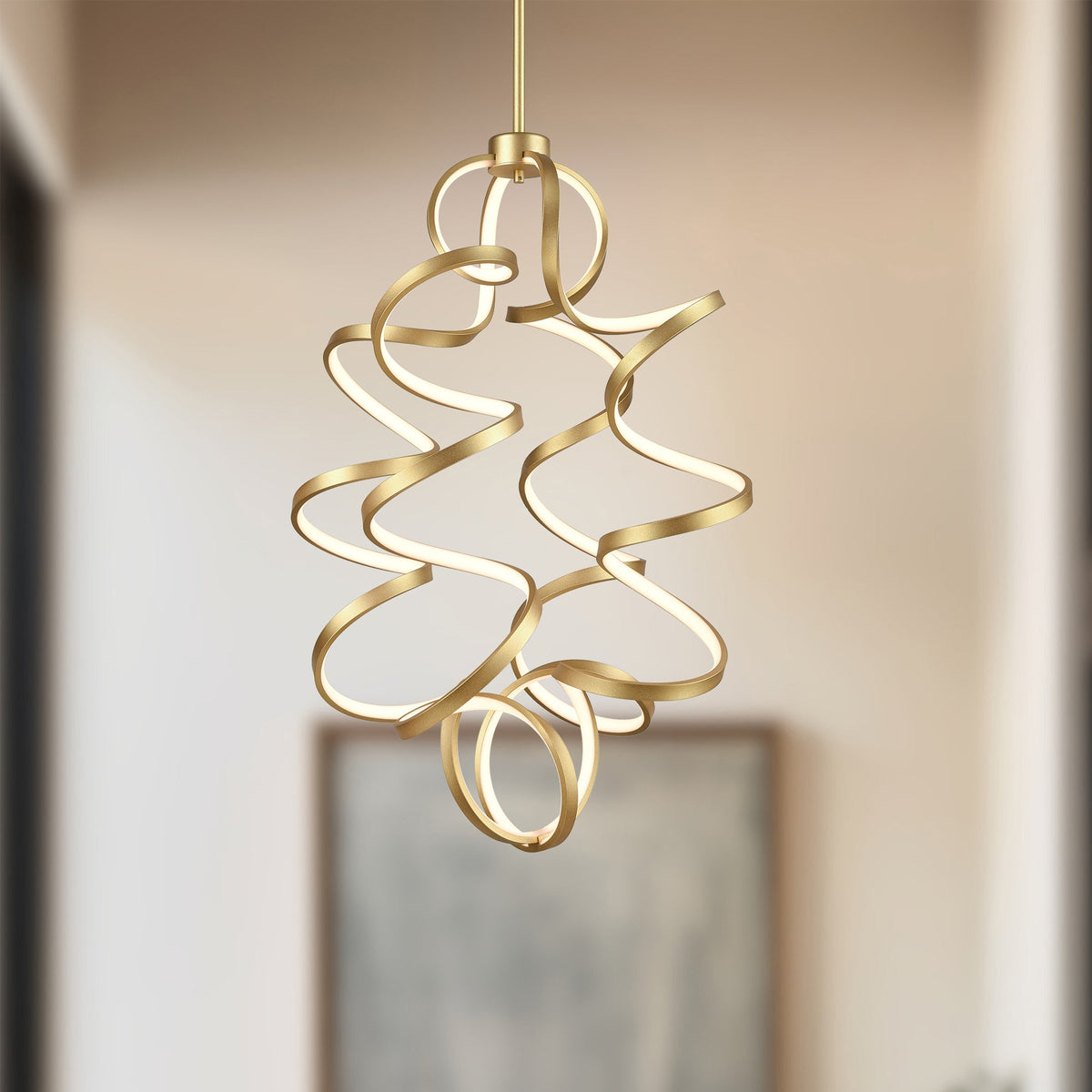 Synergy 34" LED Chandelier - Antique Brass