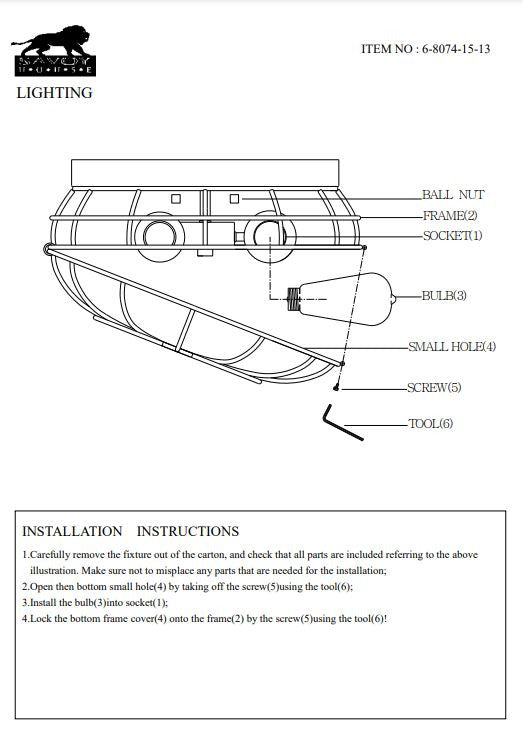 Flush Mounts-Savoy House-6-8074-15