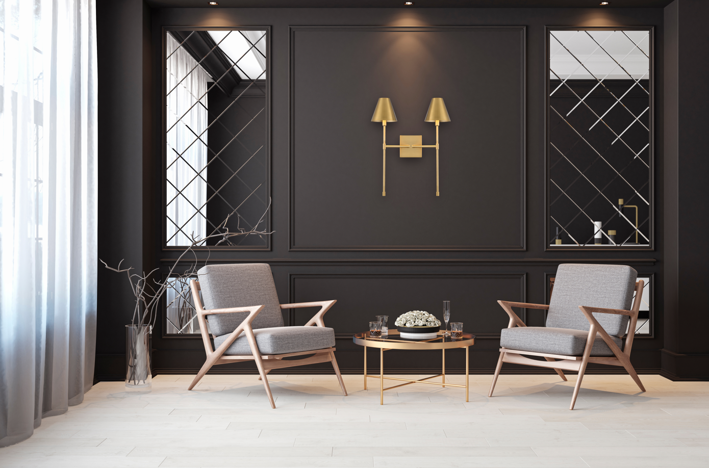 Jefferson 2-Light Wall Sconce in Warm Brass