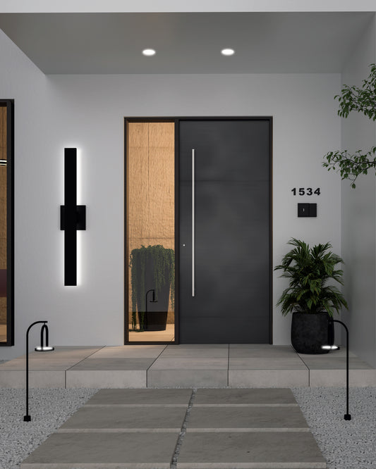 Kuzco Lighting Inc Vesta 28-in LED All-terior Wall Light Brushed Nickel