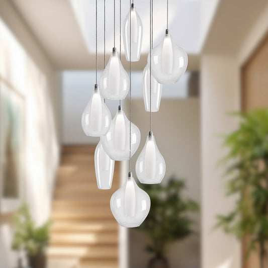 Victoria 9 Head Chrome LED Multi Pendant