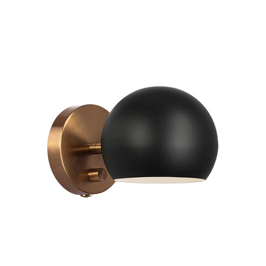 Matteo Lighting Orb 6" Wall Sconce in Matte Black + Aged Gold Brass (W31701MBAG) – alternate view