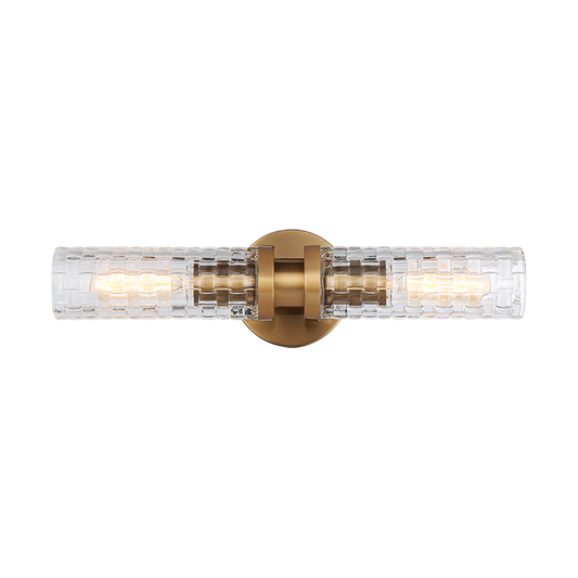 Matteo Lighting Weaver 2-Light Wall Sconce in Aged Gold Brass, 4.75"W (W32112AG)
