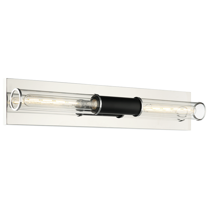 Matteo Lighting Tubo 2-Light 24-in Vanity Black,Chrome
