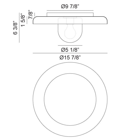 Matteo Lighting Creston 16" Flush Mount – line drawing with dimensions