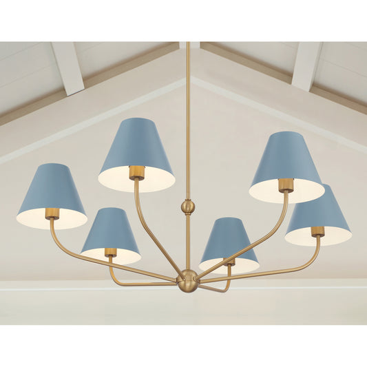 Xavier 6 Light Chandelier - Vibrant Gold + Blue