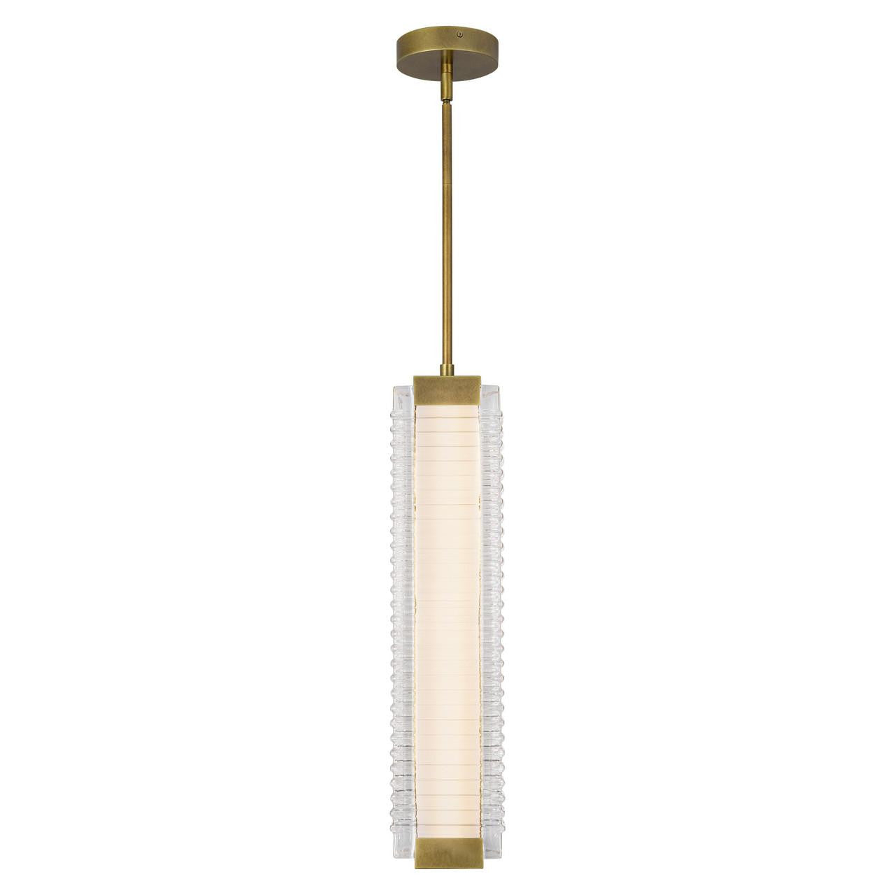 Alora Lighting Alai 24-in Vintage Brass/Ribbed Glass LED Pendant