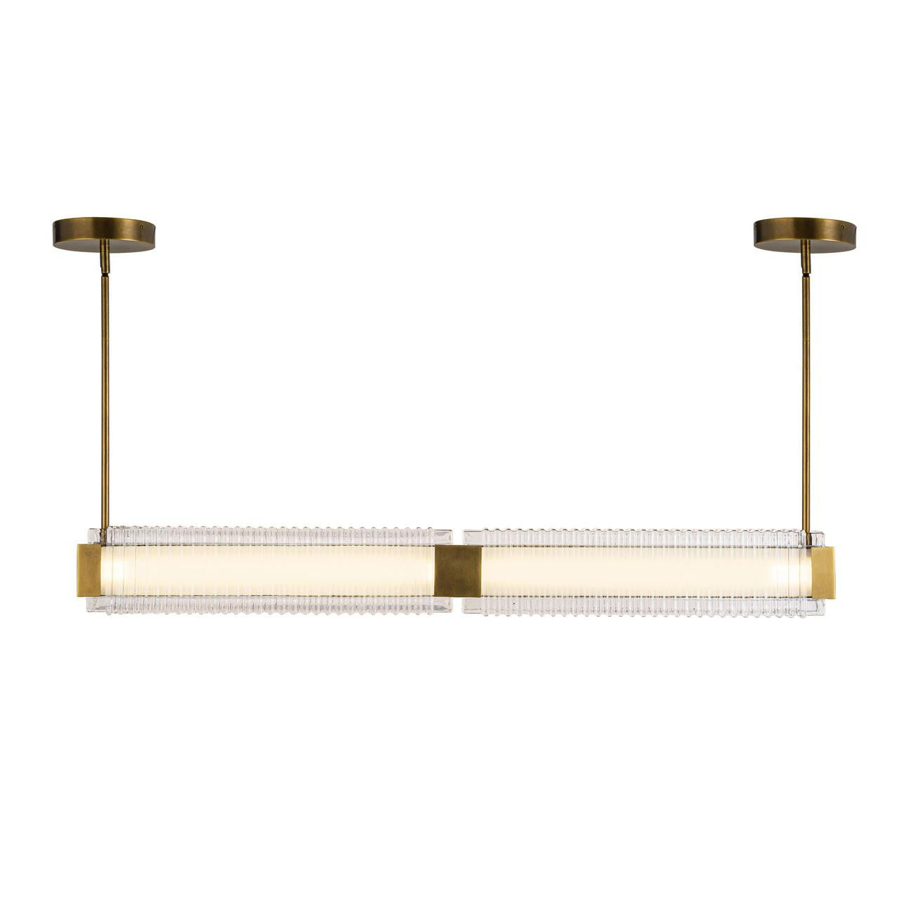 Alora Lighting Alai 47-in Vintage Brass/Ribbed Glass LED Linear Pendant