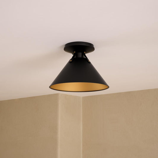 Alora Lighting Archer Flush Mount, 1-Light, Matte Black, 9.5"D