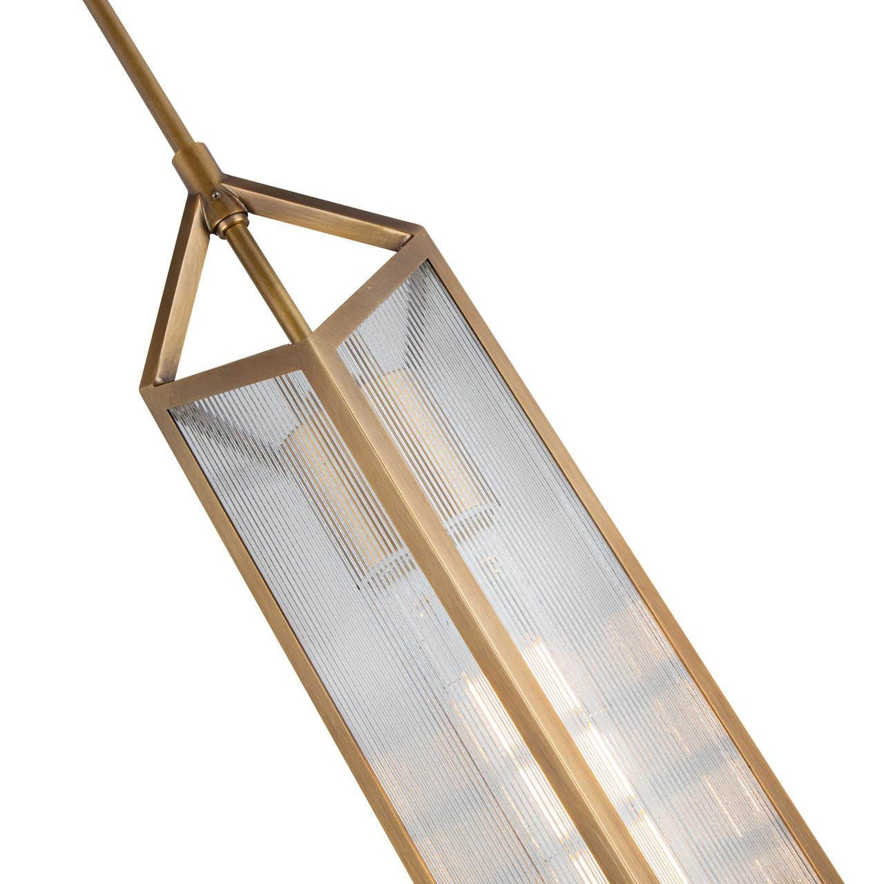 Alora Lighting Cairo Pendant, 1-Light, Vintage Brass, Ribbed Glass, 19.38"H