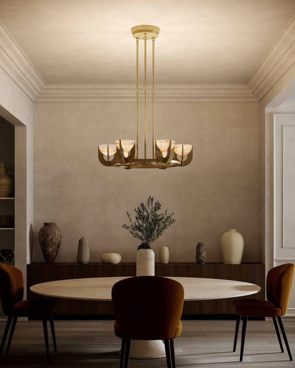 Alora Lighting Colette 27-in Vintage Brass/Alabaster LED Chandelier