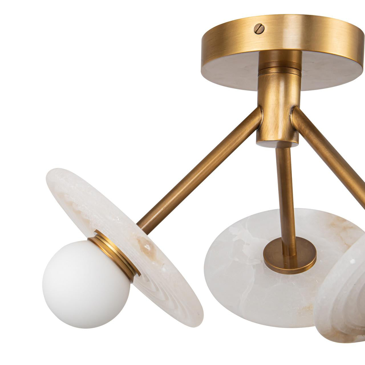 Alora Lighting Dahlia Semi-Flush Mount, 7-Light, LED, Vintage Brass, Alabaster, 13"D