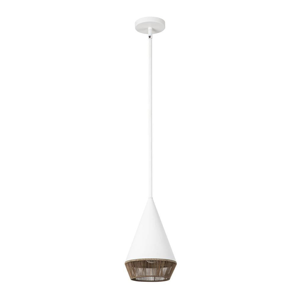 Alora Lighting Daphne 7-in White/Brown Cotton Rope 1 Light Pendant