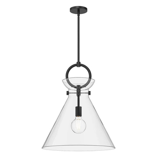 Alora Lighting Emerson Pendant, 1-Light, Matte Black, Clear Glass, 21.75"H