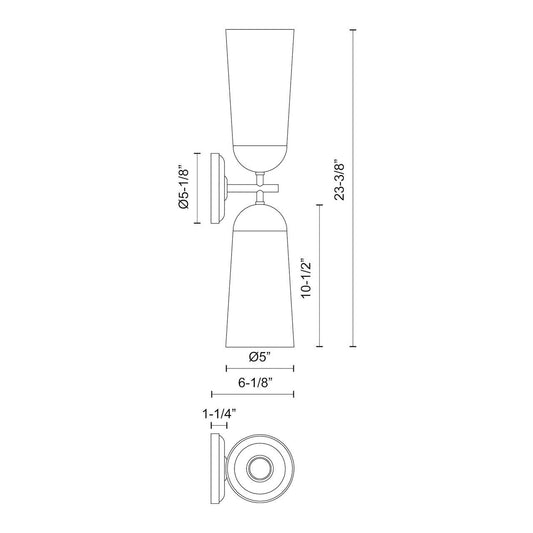Alora Lighting Emil 2 Light Wall/Vanity Light Matte Black