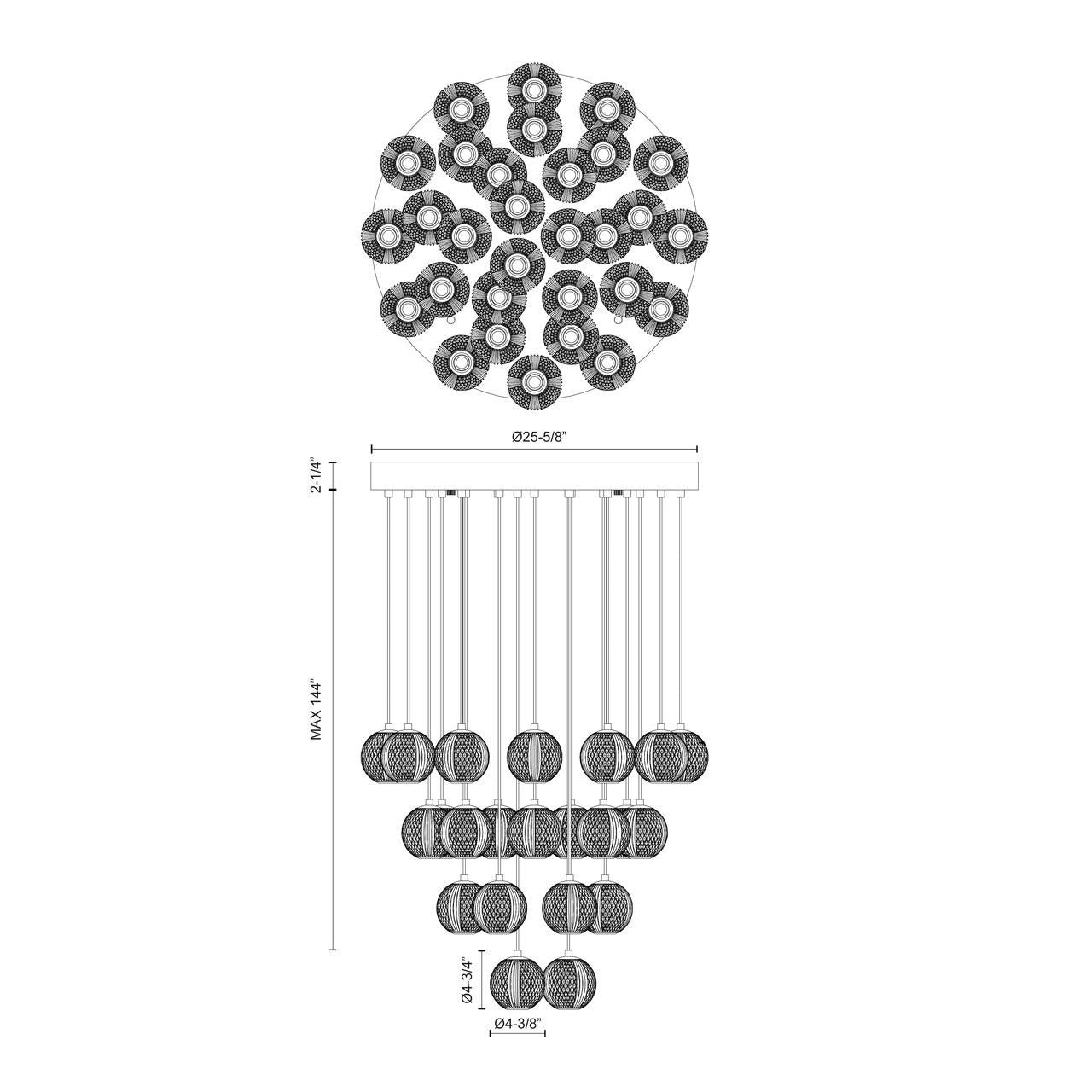 Alora Lighting Marni Pendant, 2-Light, LED, Polished Nickel, 25.63"D