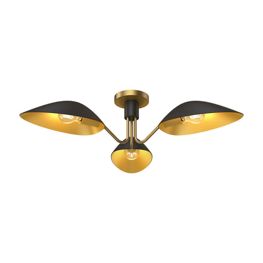 Alora Lighting Oscar Semi Flush Mount Aged Gold, White