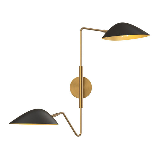 Alora Lighting Oscar 2 Light Wall/Vanity Light Aged Gold, White