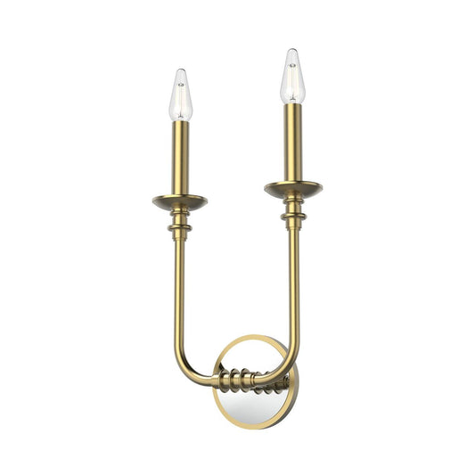 Alora Lighting Peabody Wall Sconce, 2-Light, Vintage Brass, 14.88"H