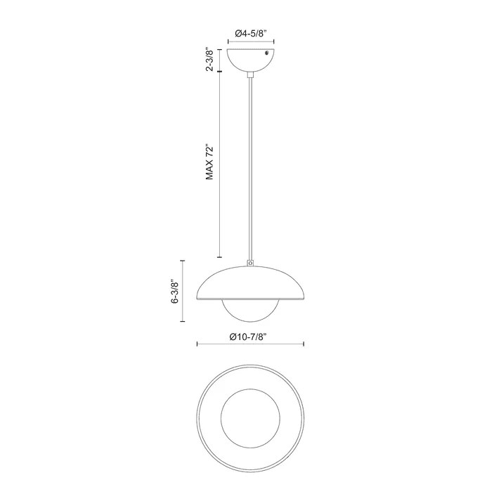 Alora Lighting Rubio Pendant, 1-Light, Matte Black, Opal Matte Glass, 10.88"D